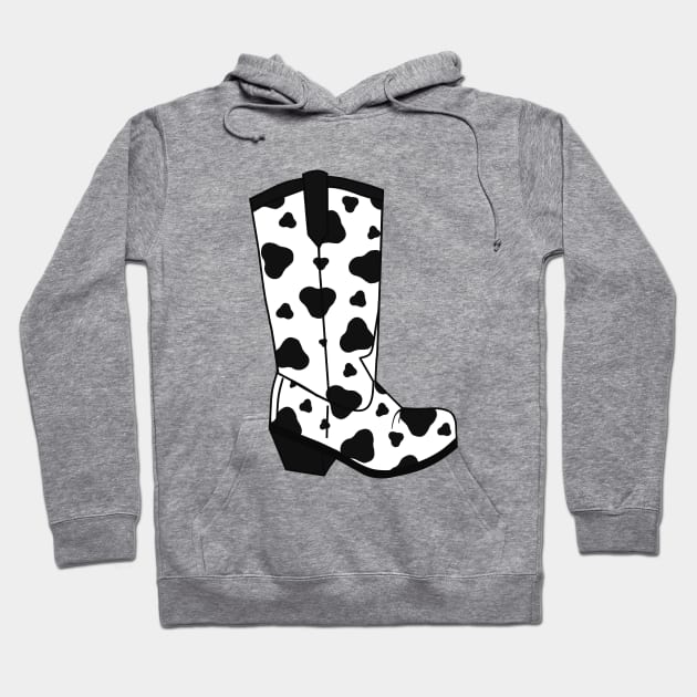 BLACK Cow Spots Cowboy Boots Hoodie by SartorisArt1